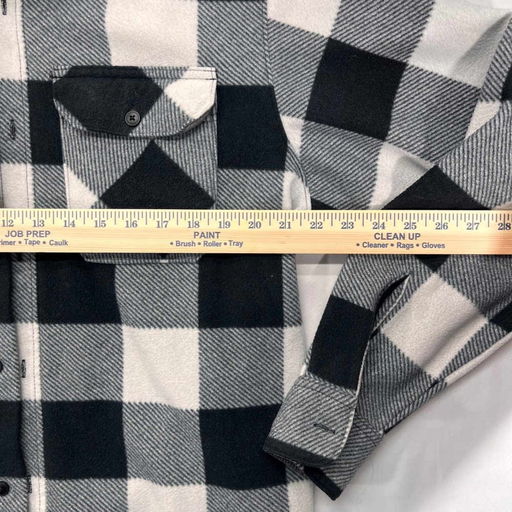 Wrangler‎ Authentics Mens Fleece Buffalo Plaid Shirt Jacket Black White Size M - Picture 4 of 7